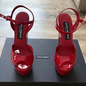 Dolce & Gabbana Glossy Red Platform Heels